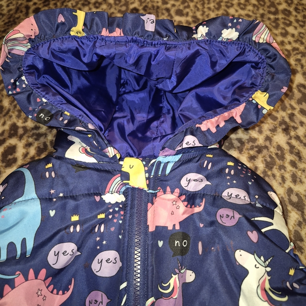 Girl's Dino Unicorn Hooded Vest L EUC - Picture 7 of 14